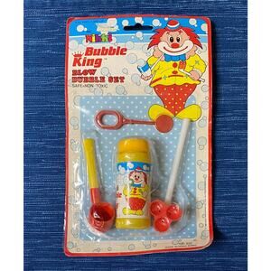 NOS 1985 Vintage Nikki Bubble King Blow Pipe Set USA Clown Carded 21B